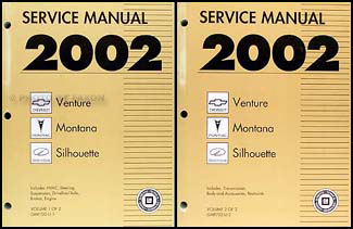 2002 Venture/Montana/Silhouette Repair Manual Original 2 Volume Set 