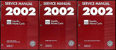 2002 Impala & Monte Carlo Repair Manual Original 3 Volume Set 