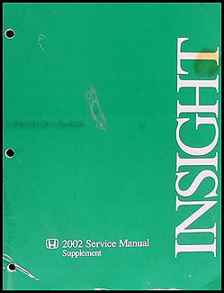 2002 Honda Insight Hybrid Repair Manual Original Supplement