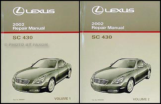 2002 Lexus SC 430 Repair Manual Original 2 Volume Set