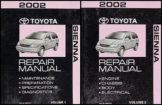 2002 Toyota Sienna Repair Manual 2 Volume  Set Original