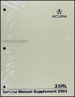 2003 Acura 3.5 RL Shop Manual Original Supplement 