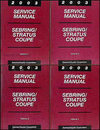 2003 Sebring & Stratus Coupe Shop Manual Original 4 Volume Set 