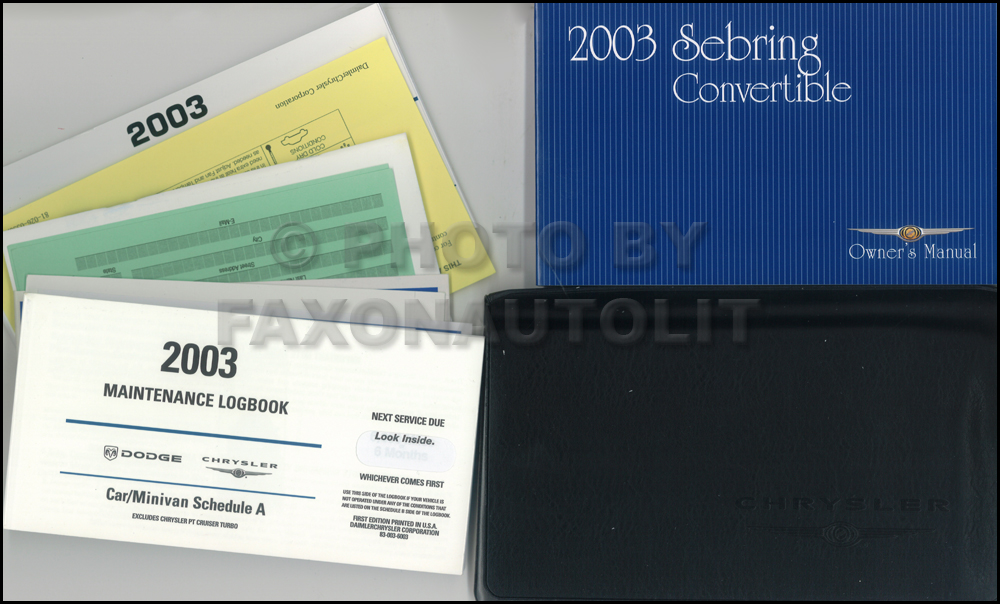 2003 Chrysler Sebring Convertible Owner's Manual Package