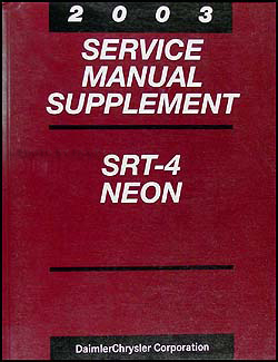 2003 Dodge Neon SRT-4 Shop Manual Original Supplement 