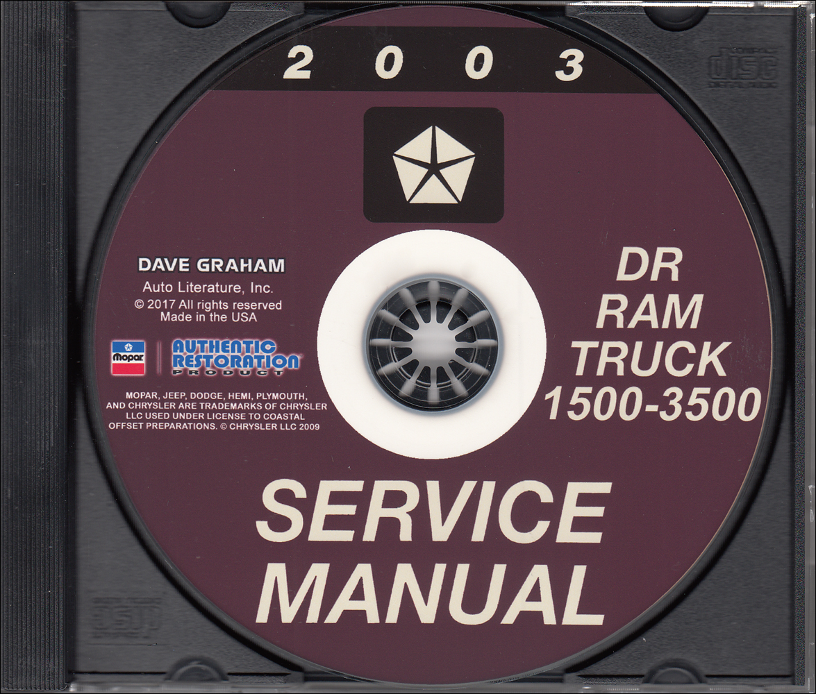 2003 Dodge Ram 1500-3500 Truck Shop Manual CD-ROM Original