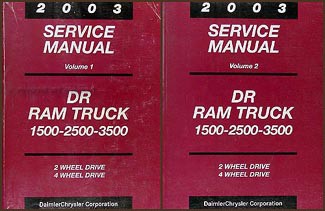 2003 Dodge Ram 1500-3500 Truck Repair Shop Manual Original 2 Volume Set
