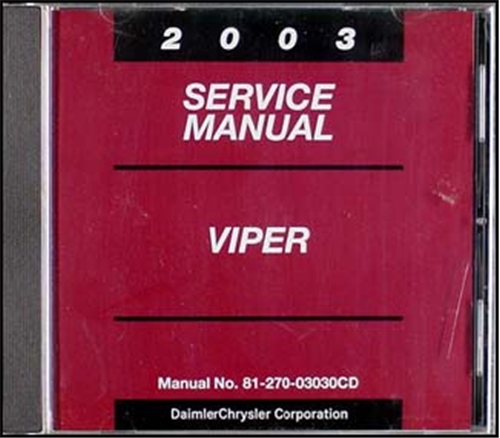 2003 Dodge Viper Repair Manual CD-ROM Original 