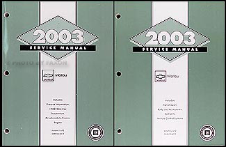 2003 Chevy Malibu Repair Manual Original 2 Volume Set 