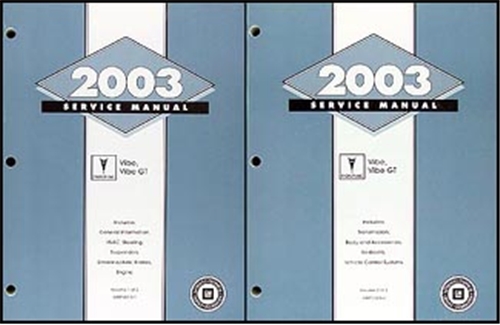 2003 Pontiac Vibe, Vibe GT Repair Manual Original 2 Volume Set 