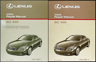 2003 Lexus SC 430 Repair Manual Original 2 Volume Set