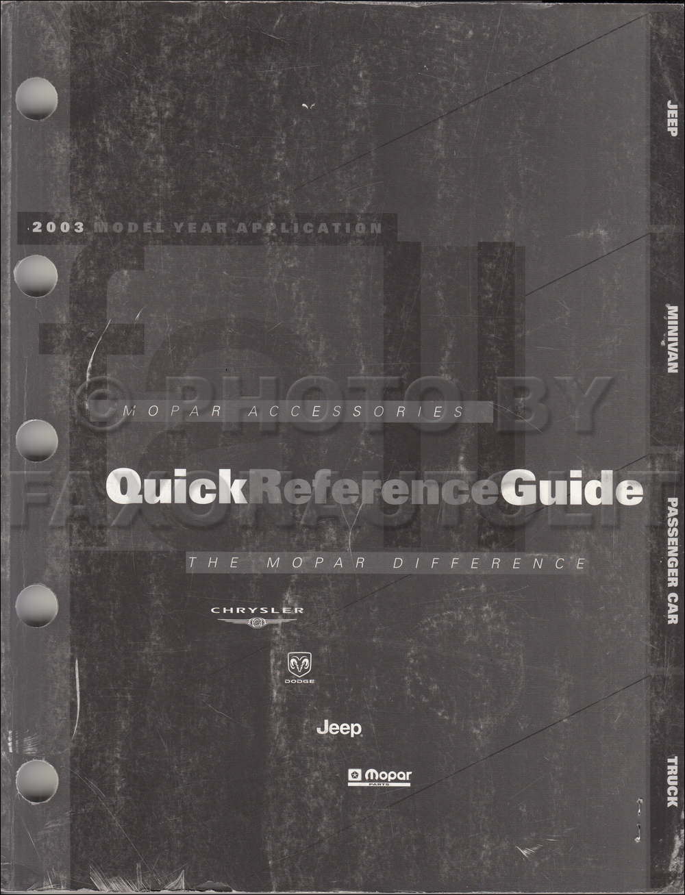 2003 Mopar Accessories Quick Reference Guide Original