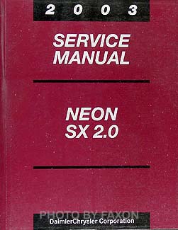 2003 Neon SX 2.0 Shop Manual Original 