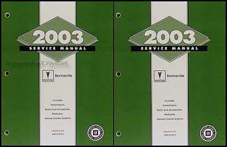2003 Pontiac Bonneville Repair Manual Original 2 Vol Set