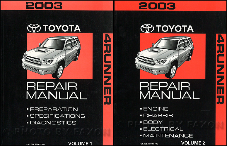 2003 Toyota 4Runner Repair Manual Original 2 Volume Set