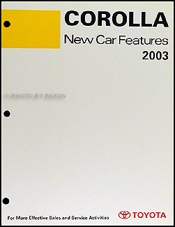 2003 Toyota Corolla Features Manual Original