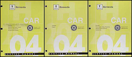 2004 Pontiac Bonneville Repair Manual Original 3 Vol Set