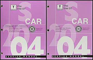 2004 Pontiac Vibe and GT Repair Manual Original 2 Volume Set 