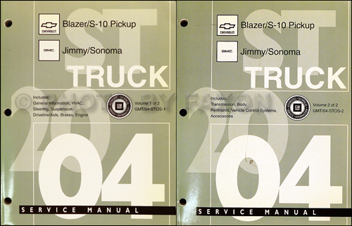 2004 S-10, Sonoma, Jimmy, Blazer Repair Shop Manual Original 2 Volume Set