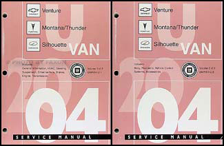 2004 Venture Montana Thunder and Silhouette Repair Shop Manual Original Set