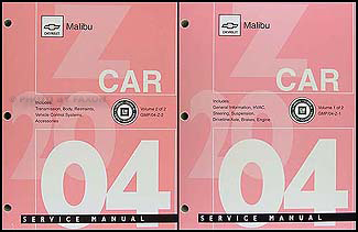 2004 Chevrolet Malibu Repair Manual Original 2 Volume Set
