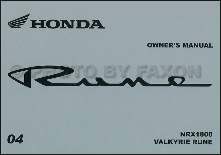 2004 Honda Rune Motorcycle Owner's Manual Original NRX1800 and Valkyrie Rune