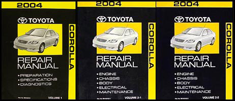 2004 Toyota Corolla 2 Volume Set Repair Manual Original