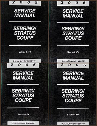 2005 Sebring & Stratus Coupe Shop Manual Original 4 Volume Set 