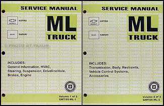 2005 Astro and Safari Van Repair Manual 2 Volume Set Original
