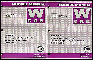 2005 Chevy Impala Monte Carlo Shop Manual Original 2 Vol.Set
