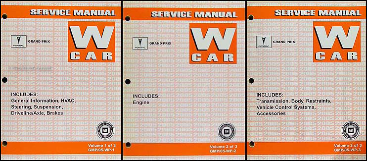 2005 Pontiac Grand Prix Repair Manual Original 3 Volume Set 