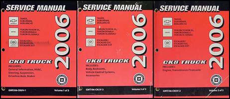 2006 CK SUV Repair Manual Set Avalanche Suburban Tahoe Denali XL Yukon Escalade ESV EXT