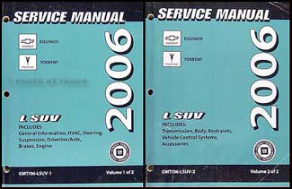 2006 Chevrolet Equinox Pontiac Torrent Repair Shop Manual Original set of 2