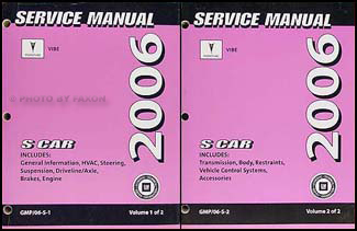 2006 Pontiac Vibe Repair Manual Original 2 Volume Set 