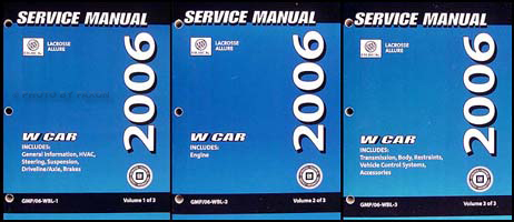 2006 Buick LaCrosse and Allure Repair Manual Original 3 Volume Set 
