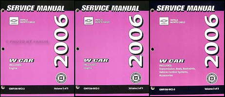2006 Chevy Impala Monte Carlo Shop Manual Original 3 Volume Set