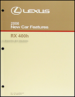 2006 Lexus RX 400h Hybrid Features Manual Original