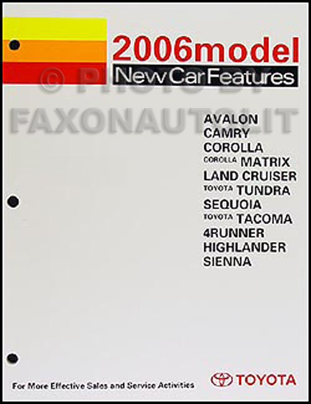 2006 Toyota Features Manual Original