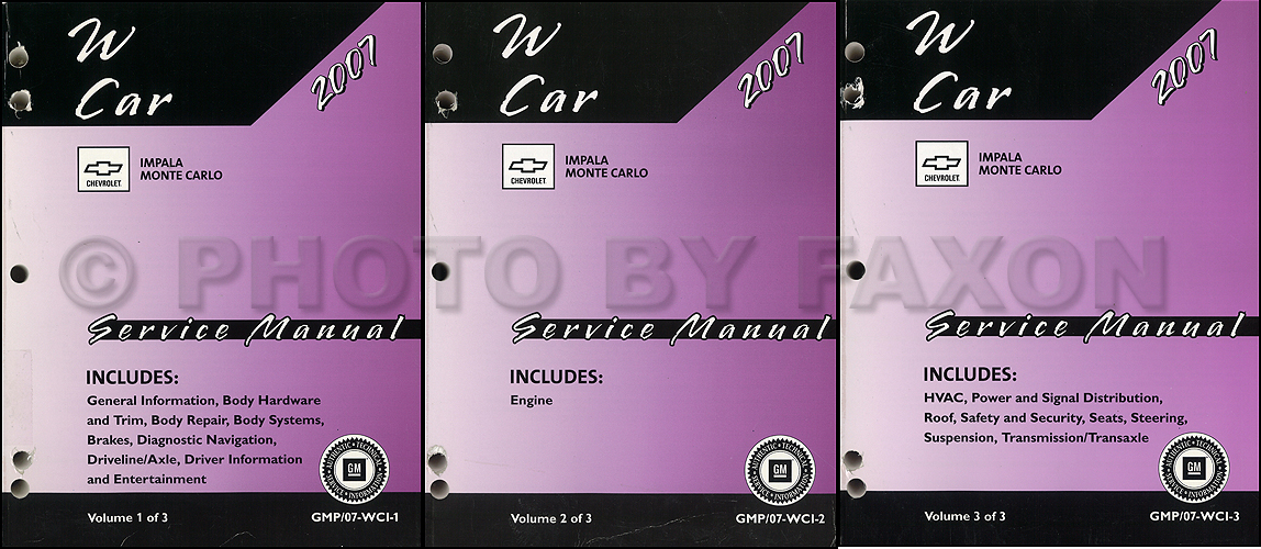 2007 Chevy Impala & Monte Carlo Repair Manual Original 3 Volume Set 