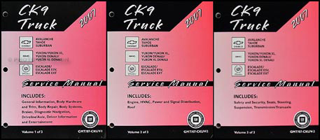 2007 CK SUV Repair Shop Manual Set Avalanche Suburban Tahoe Denali XL Yukon Escalade ESV EXT