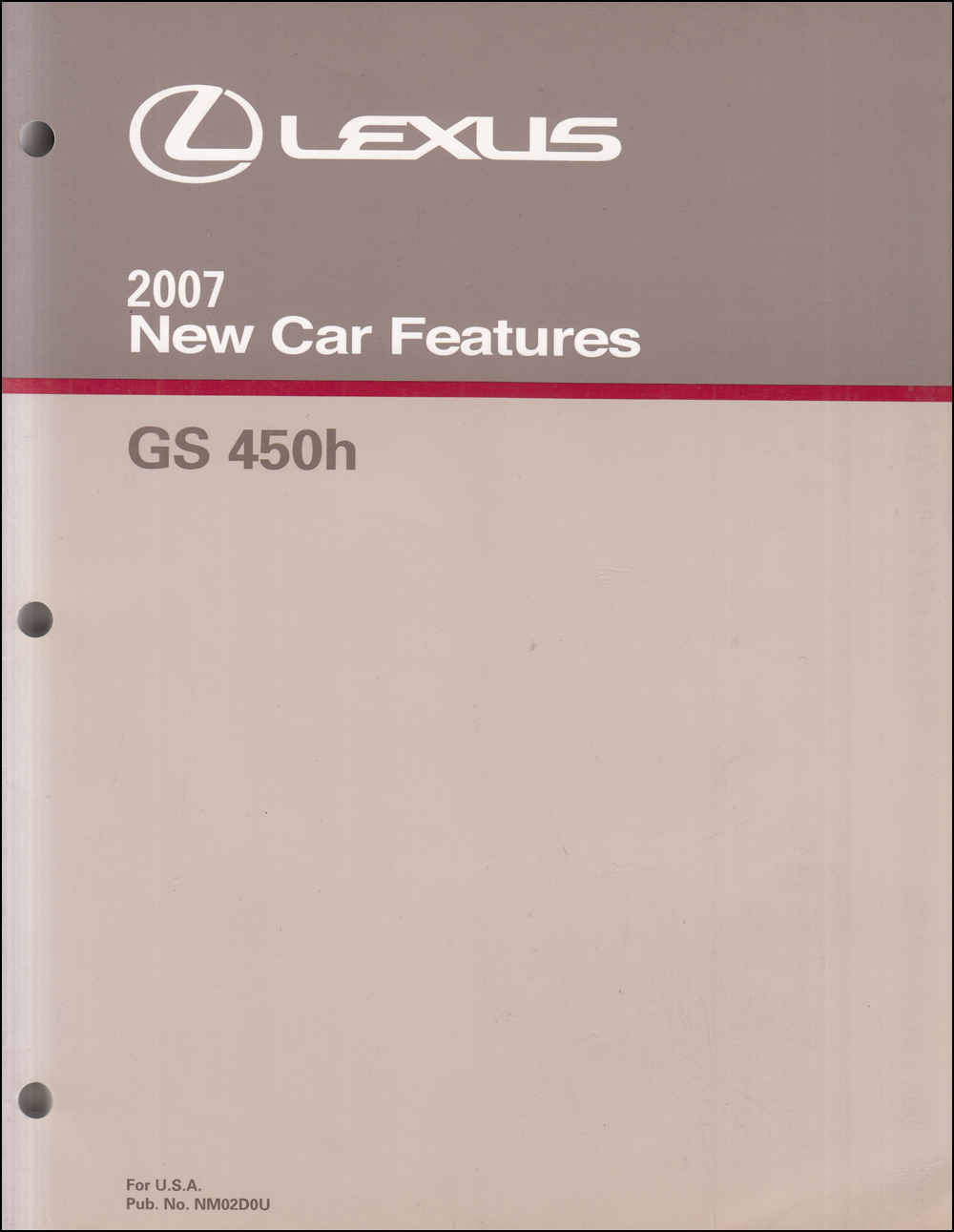 2007 Lexus GS 450h Features Manual Original
