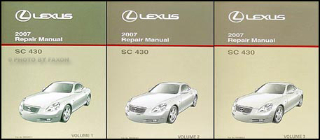 2007 Lexus SC 430 Repair Manual Original 3 Volume Set