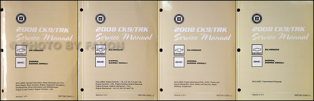 2008 Chevrolet Silverado and GMC Sierra Repair Shop Manual Original 4 Volume Set