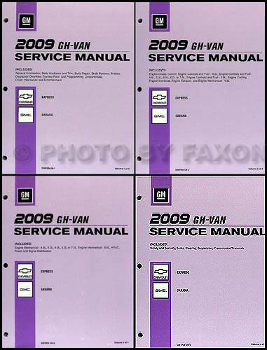 2009 Express Van Savana Repair Shop Manual 4 Volume Set Original Chevy GMC