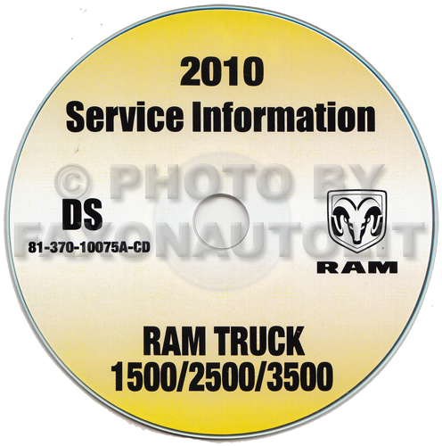 2010 Ram Pickup Truck 1500 2500 3500 Repair Shop Manual CD-ROM Dodge