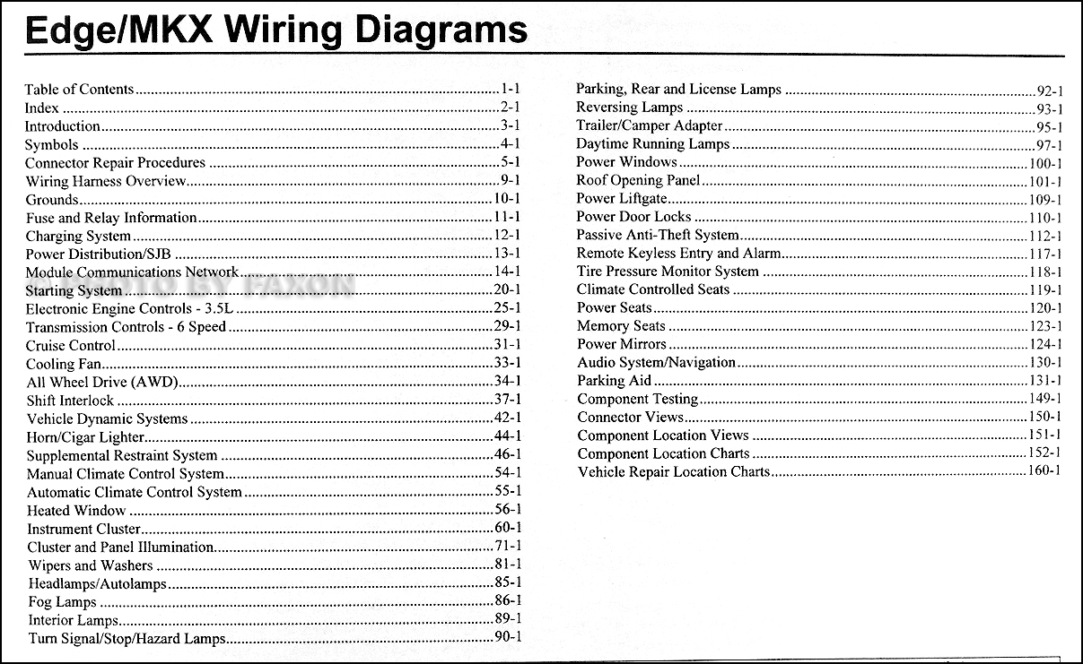 2010 Ford Edge Lincoln MKX Wiring Diagram Manual Original  2010 Ford Edge Engine Wiring Diagram    Faxon Auto Literature