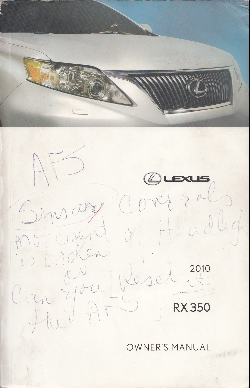 2010 Lexus RX 350 Owner's Manual Original