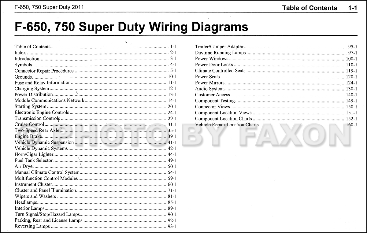 2011 Ford F-650 and F-750 Super Duty Truck Wiring Diagram Manual Original  2003 Ford F 750 Wiring Diagram    Faxon Auto Literature
