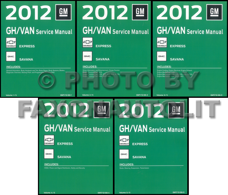 2012 Express Van Savana Repair Shop Manual 5 Volume Set Original Chevy GMC