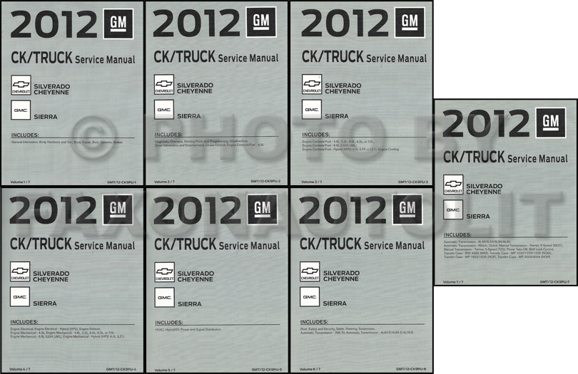 2012 Chevrolet Silverado Cheyenne and GMC Sierra Repair Shop Manual Original 7 Volume Set